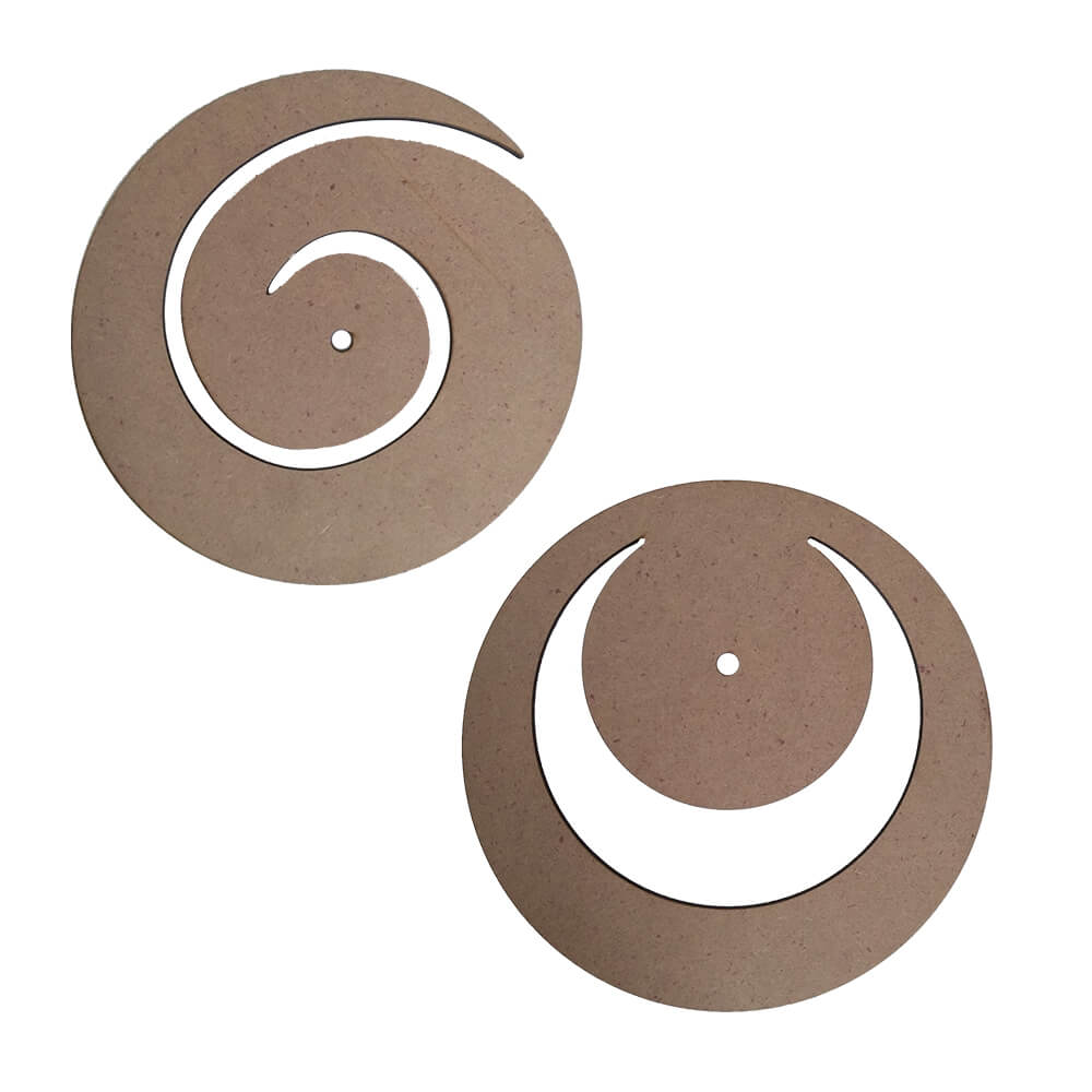 Set of 10 of Spiral and Moon Clocks of 9 Inches